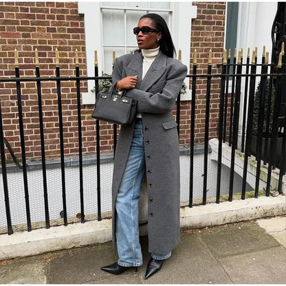 Elegant Waist - Cinched Coat – Single - Breasted Lapel Design - LunaKit.LTD