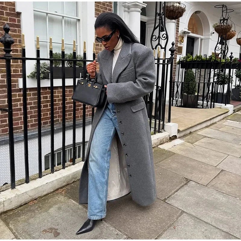 Elegant Waist - Cinched Coat – Single - Breasted Lapel Design - LunaKit.LTD