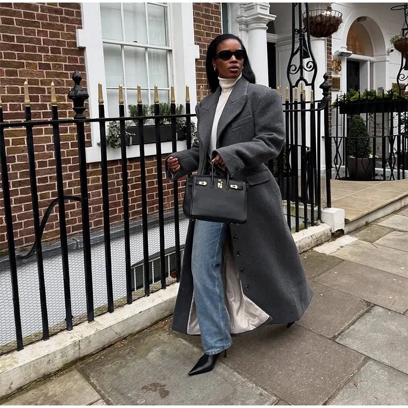 Elegant Waist - Cinched Coat – Single - Breasted Lapel Design - LunaKit.LTD