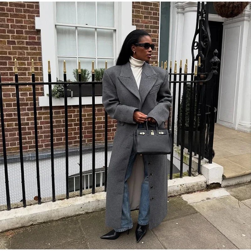 Elegant Waist - Cinched Coat – Single - Breasted Lapel Design - LunaKit.LTD