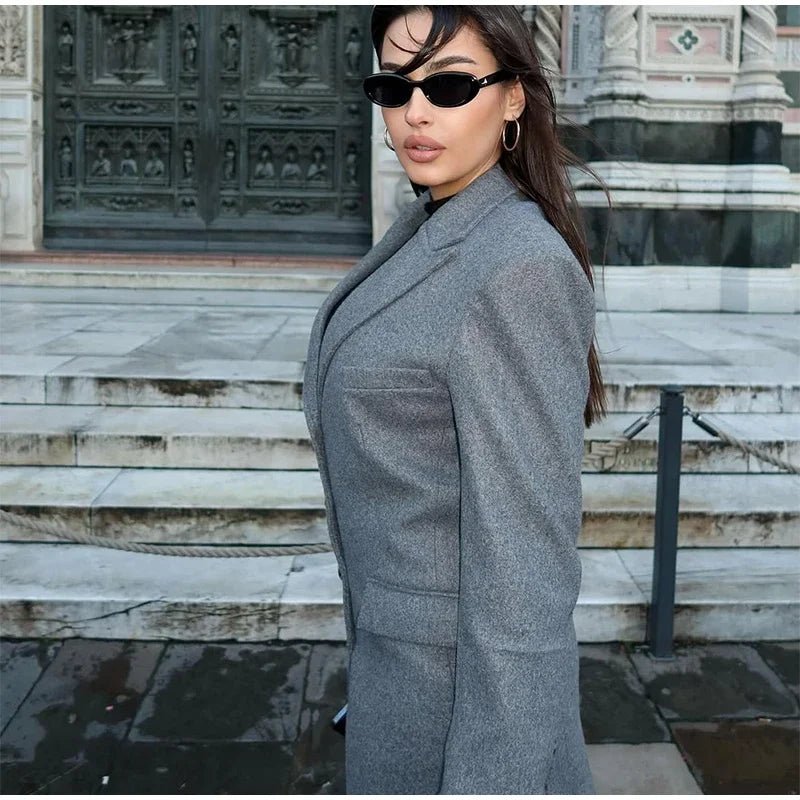 Elegant Waist - Cinched Coat – Single - Breasted Lapel Design - LunaKit.LTD