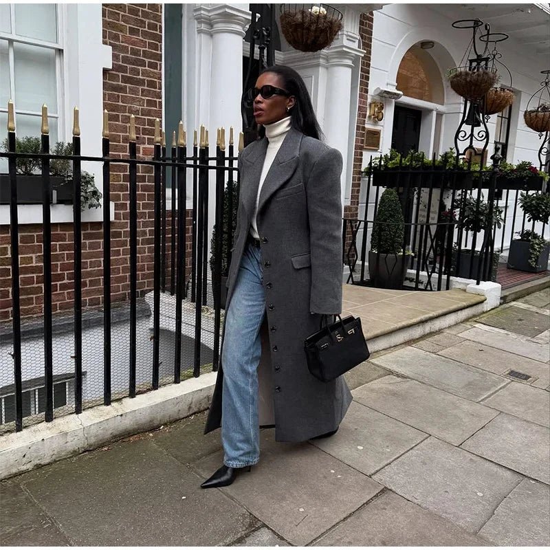 Elegant Waist - Cinched Coat – Single - Breasted Lapel Design - LunaKit.LTD