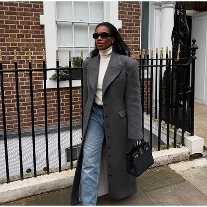 Elegant Waist - Cinched Coat – Single - Breasted Lapel Design - LunaKit.LTD