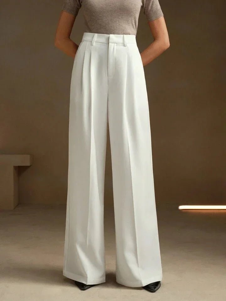 Elegant White Trousers – Loose Fit Slimming Silhouette - LunaKit.LTD