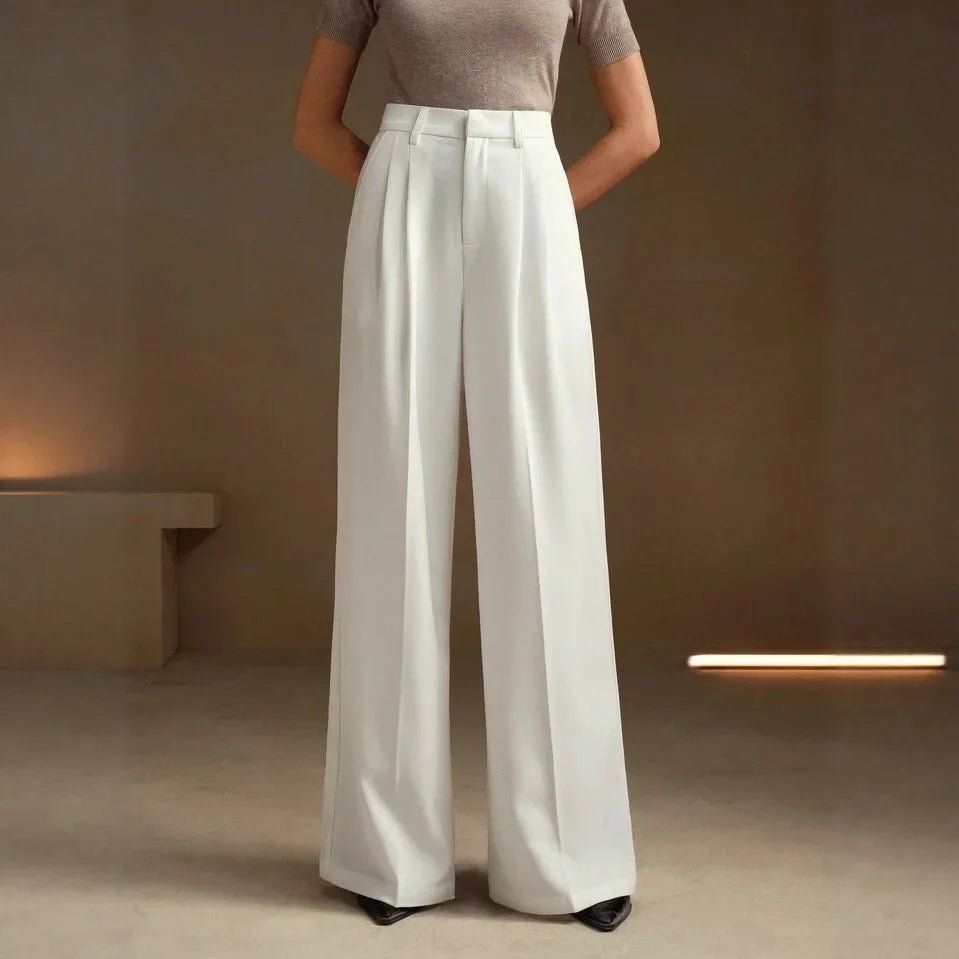 Elegant White Trousers – Loose Fit Slimming Silhouette - LunaKit.LTD