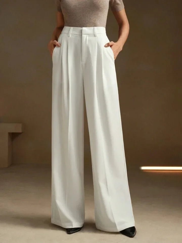 Elegant White Trousers – Loose Fit Slimming Silhouette - LunaKit.LTD