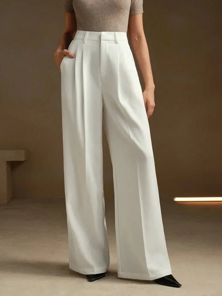 Elegant White Trousers – Loose Fit Slimming Silhouette - LunaKit.LTD