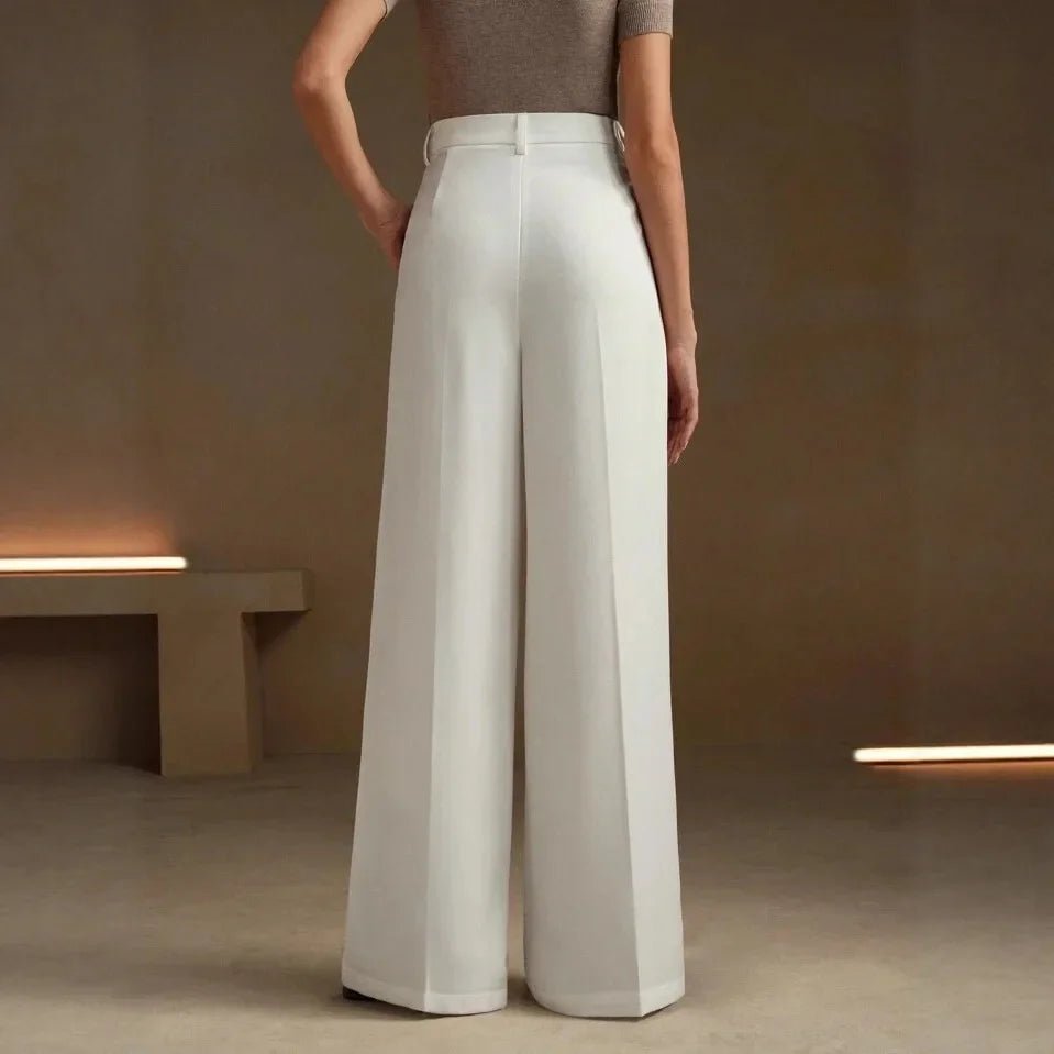 Elegant White Trousers – Loose Fit Slimming Silhouette - LunaKit.LTD