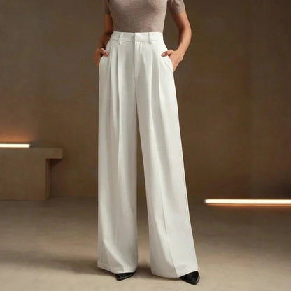 Elegant White Trousers – Loose Fit Slimming Silhouette - LunaKit.LTD