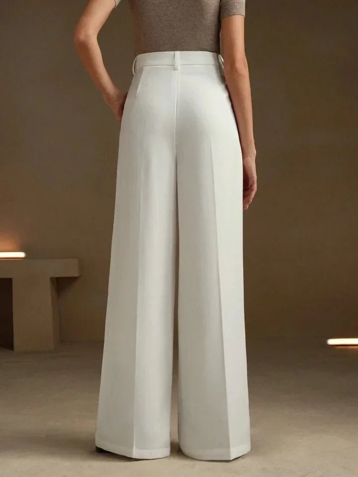 Elegant White Trousers – Loose Fit Slimming Silhouette - LunaKit.LTD