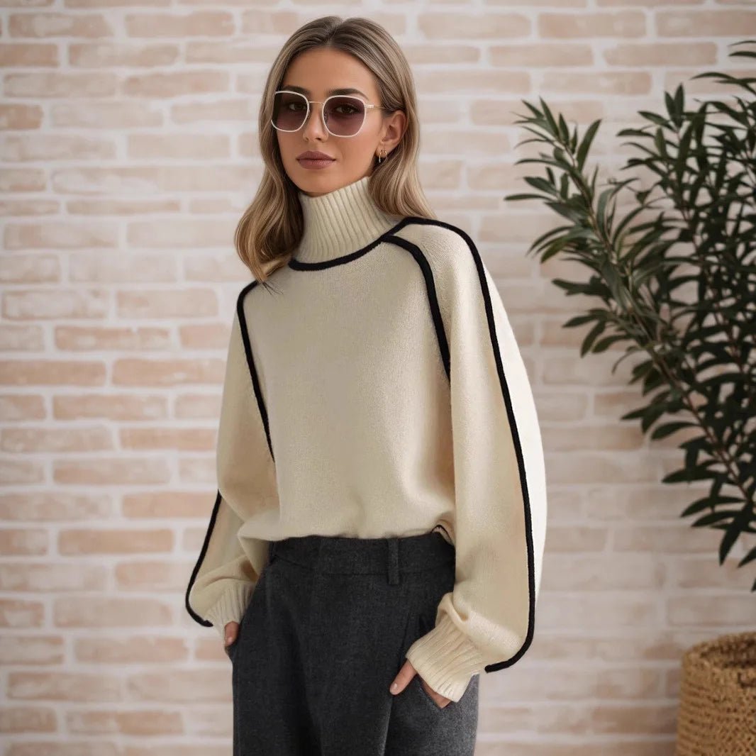 "Elegant Winter High - Neck Sweater – Soft Solid Color Office Pullover" - LunaKit.LTD
