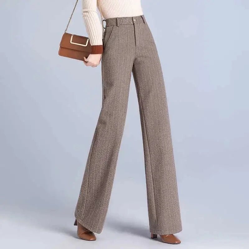 Elegant Wool Trousers – Thick High - End Office Chic - LunaKit.LTD
