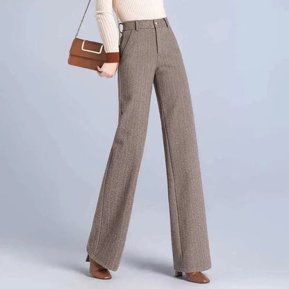 Elegant Wool Trousers – Thick High - End Office Chic - LunaKit.LTD