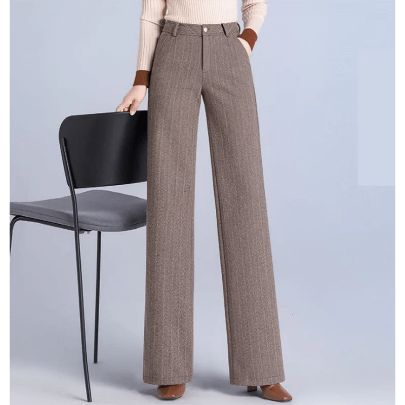 Elegant Wool Trousers – Thick High - End Office Chic - LunaKit.LTD