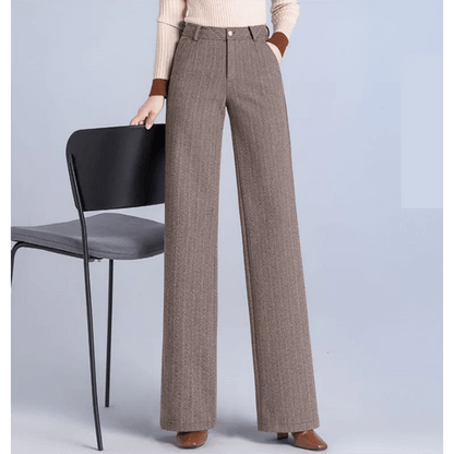 Elegant Wool Trousers – Thick High - End Office Chic - LunaKit.LTD