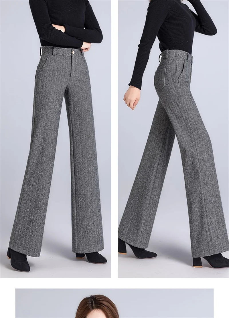 Elegant Wool Trousers – Thick High - End Office Chic - LunaKit.LTD