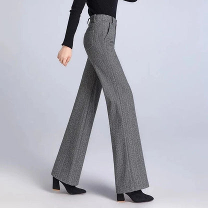 Elegant Wool Trousers – Thick High - End Office Chic - LunaKit.LTD