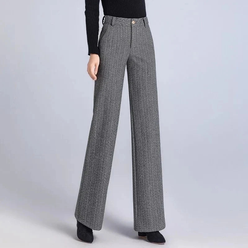 Elegant Wool Trousers – Thick High - End Office Chic - LunaKit.LTD