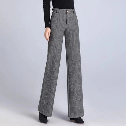 Elegant Wool Trousers – Thick High - End Office Chic - LunaKit.LTD
