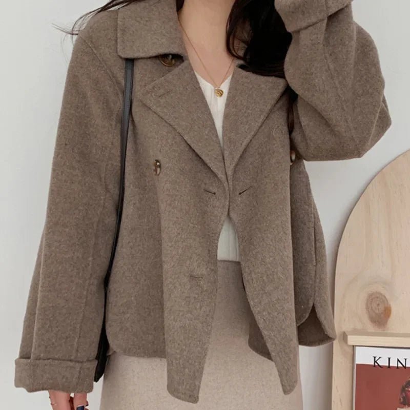 French Elegant Wool Coat – Double Button - LunaKit.LTD