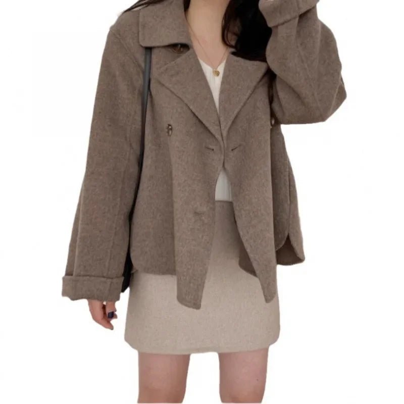 French Elegant Wool Coat – Double Button - LunaKit.LTD