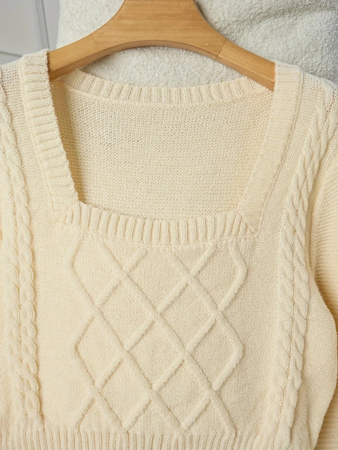 French Retro Knit – Square - Neck Short Sweater - LunaKit.LTD