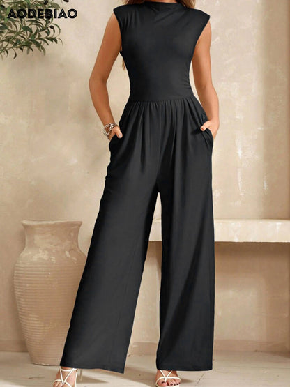 Gothic Black Jumpsuit – Minimal Summer Chic - LunaKit.LTD