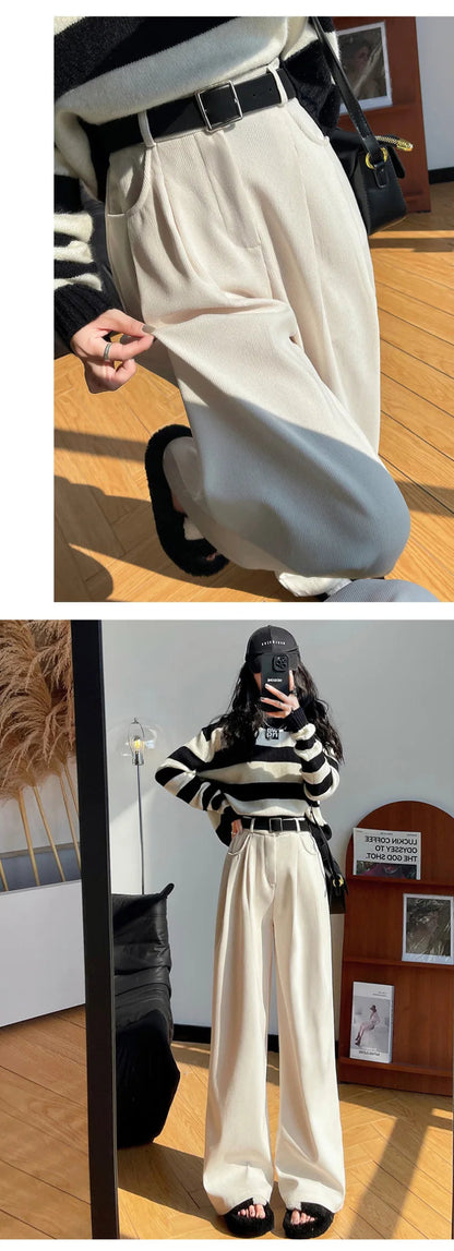 High Street Corduroy Pants – Cozy Straight - Leg Style - LunaKit.LTD