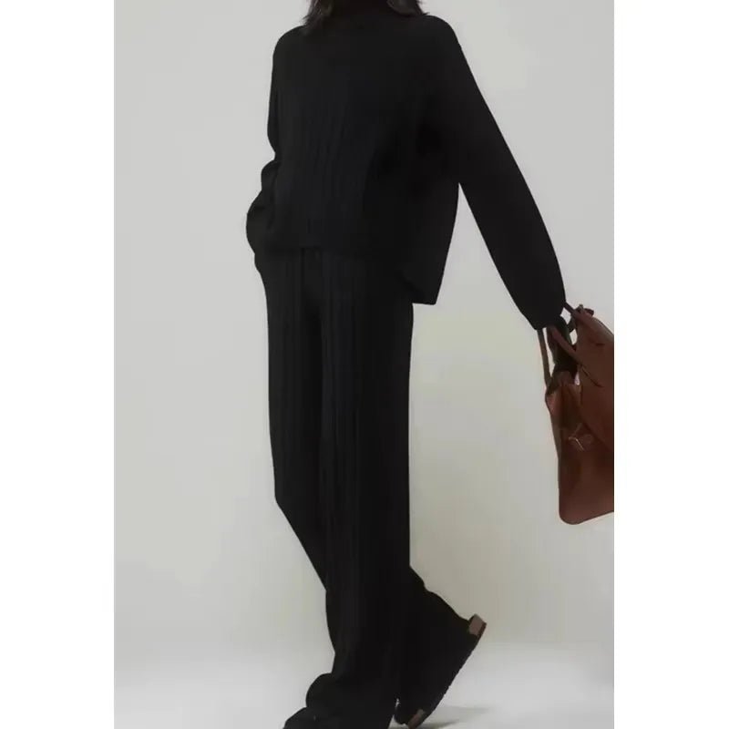 Knit Tracksuit Set – Elegant Straight - Leg Jogger Style - LunaKit.LTD