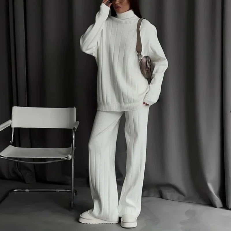 Knit Tracksuit Set – Elegant Straight - Leg Jogger Style - LunaKit.LTD
