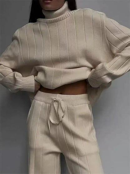 Knit Tracksuit Set – Elegant Straight - Leg Jogger Style - LunaKit.LTD