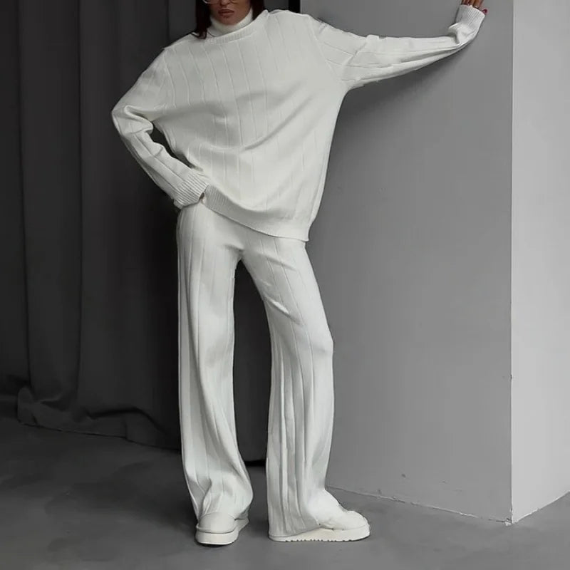 Knit Tracksuit Set – Elegant Straight - Leg Jogger Style - LunaKit.LTD