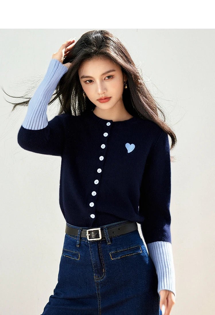 Korean Vintage Cardigan – Chic Contrast Knit Casual Top - LunaKit.LTD