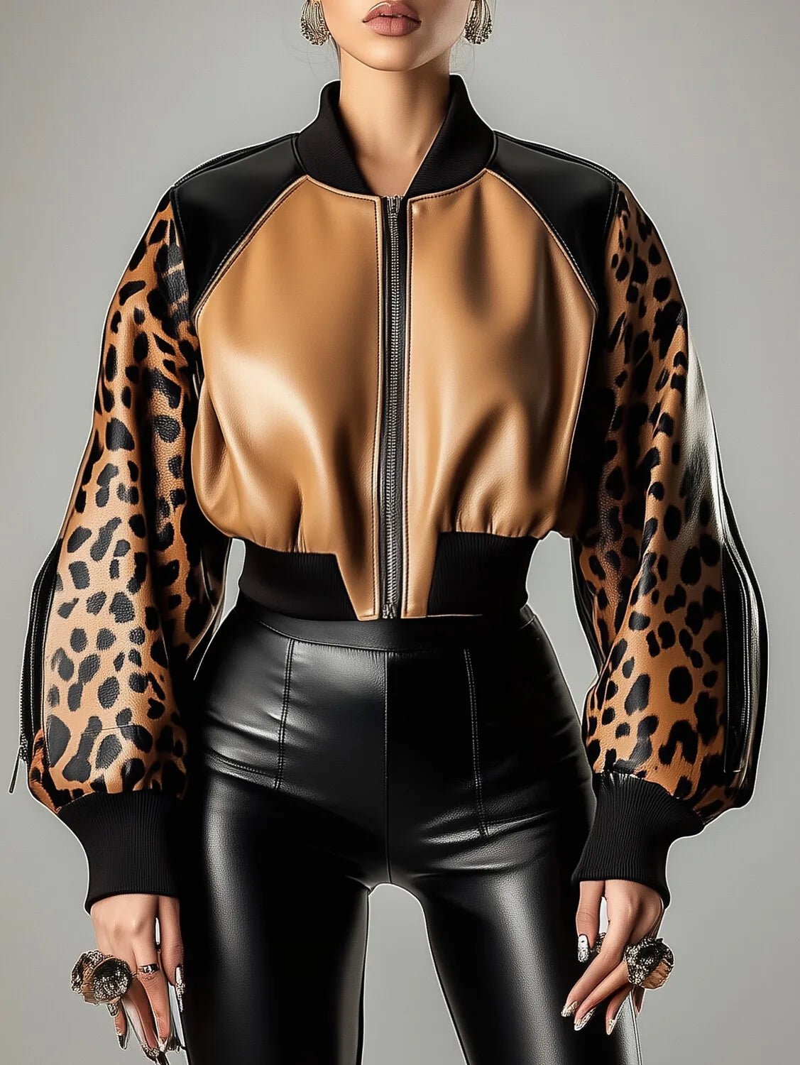 Leopard Patchwork PU Jacket – Chic Spring Street Style - LunaKit.LTD