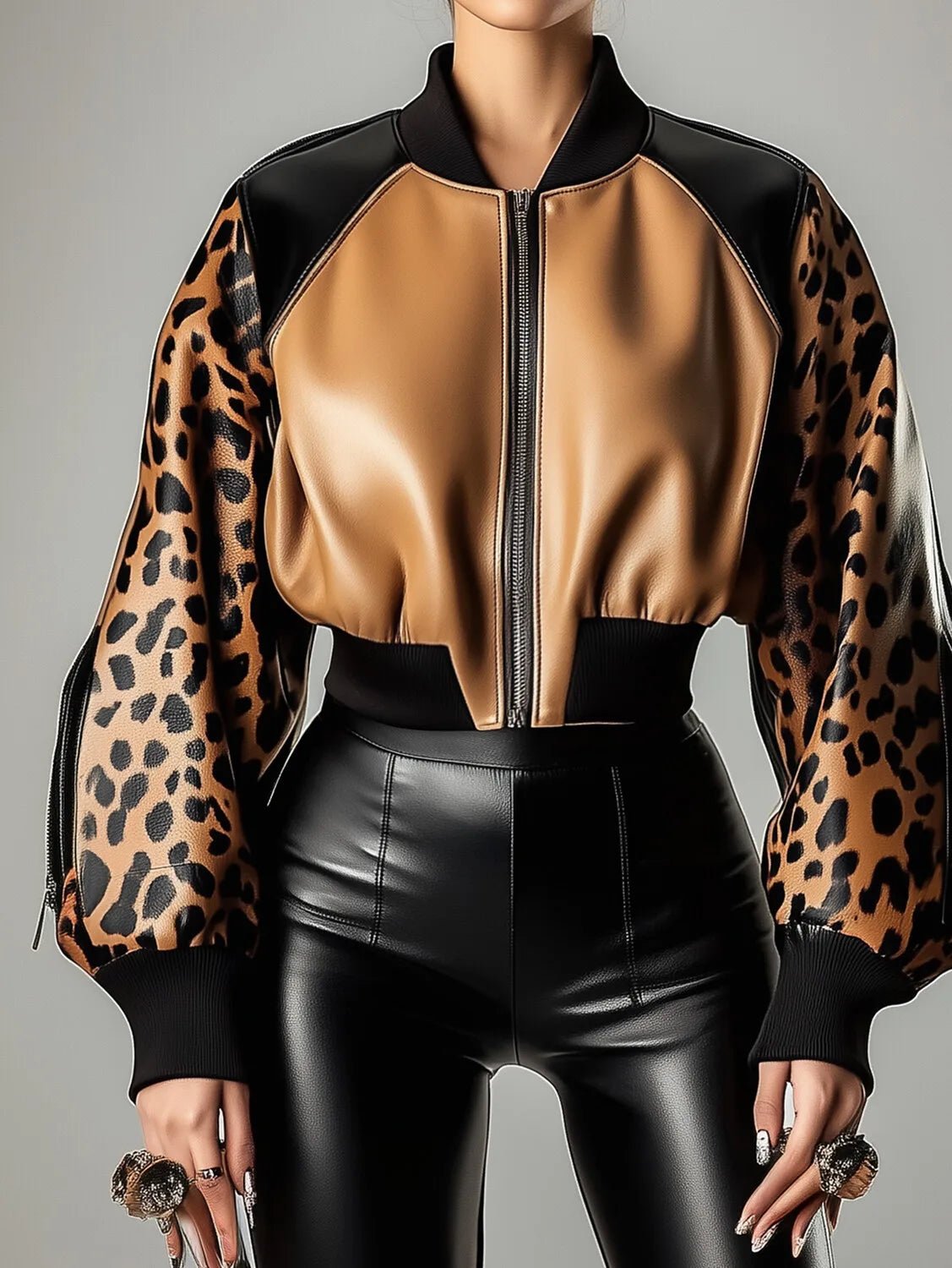 Leopard Patchwork PU Jacket – Chic Spring Street Style - LunaKit.LTD