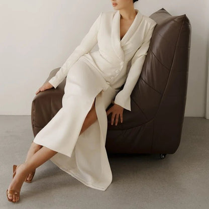 Long - Sleeve Bodycon Dress – Blazer Button Detailing - LunaKit.LTD