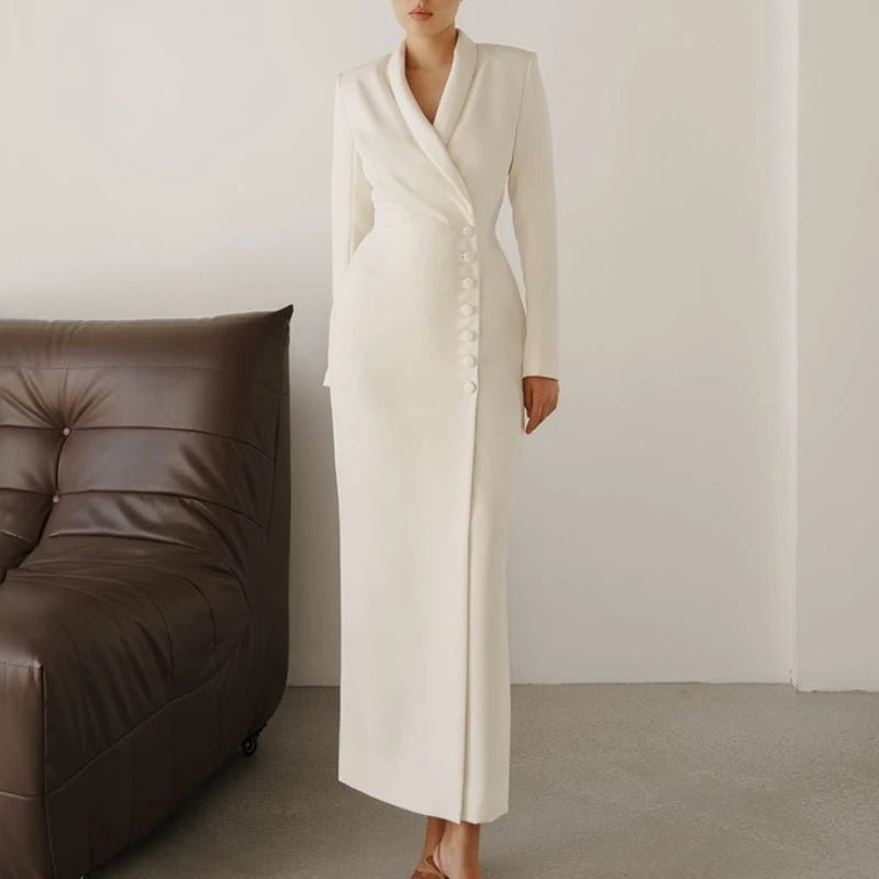 Long - Sleeve Bodycon Dress – Blazer Button Detailing - LunaKit.LTD
