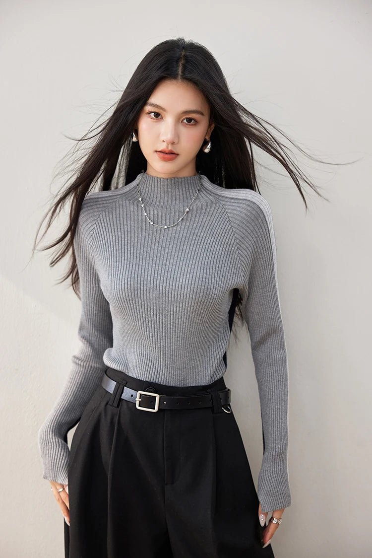 Long - Sleeve Colorblock Sweater – Simple Retro Style - LunaKit.LTD