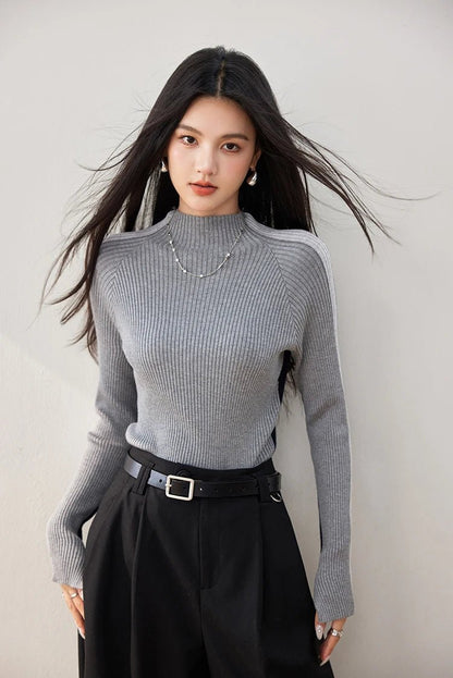 Long - Sleeve Colorblock Sweater – Simple Retro Style - LunaKit.LTD