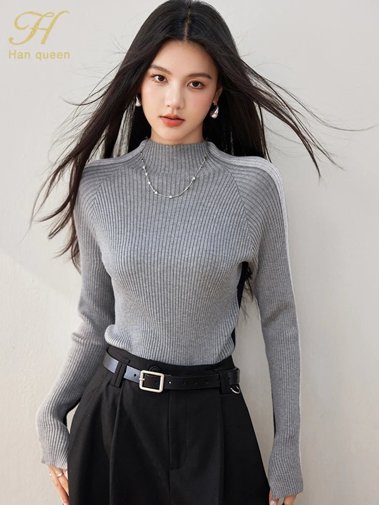 Long - Sleeve Colorblock Sweater – Simple Retro Style - LunaKit.LTD