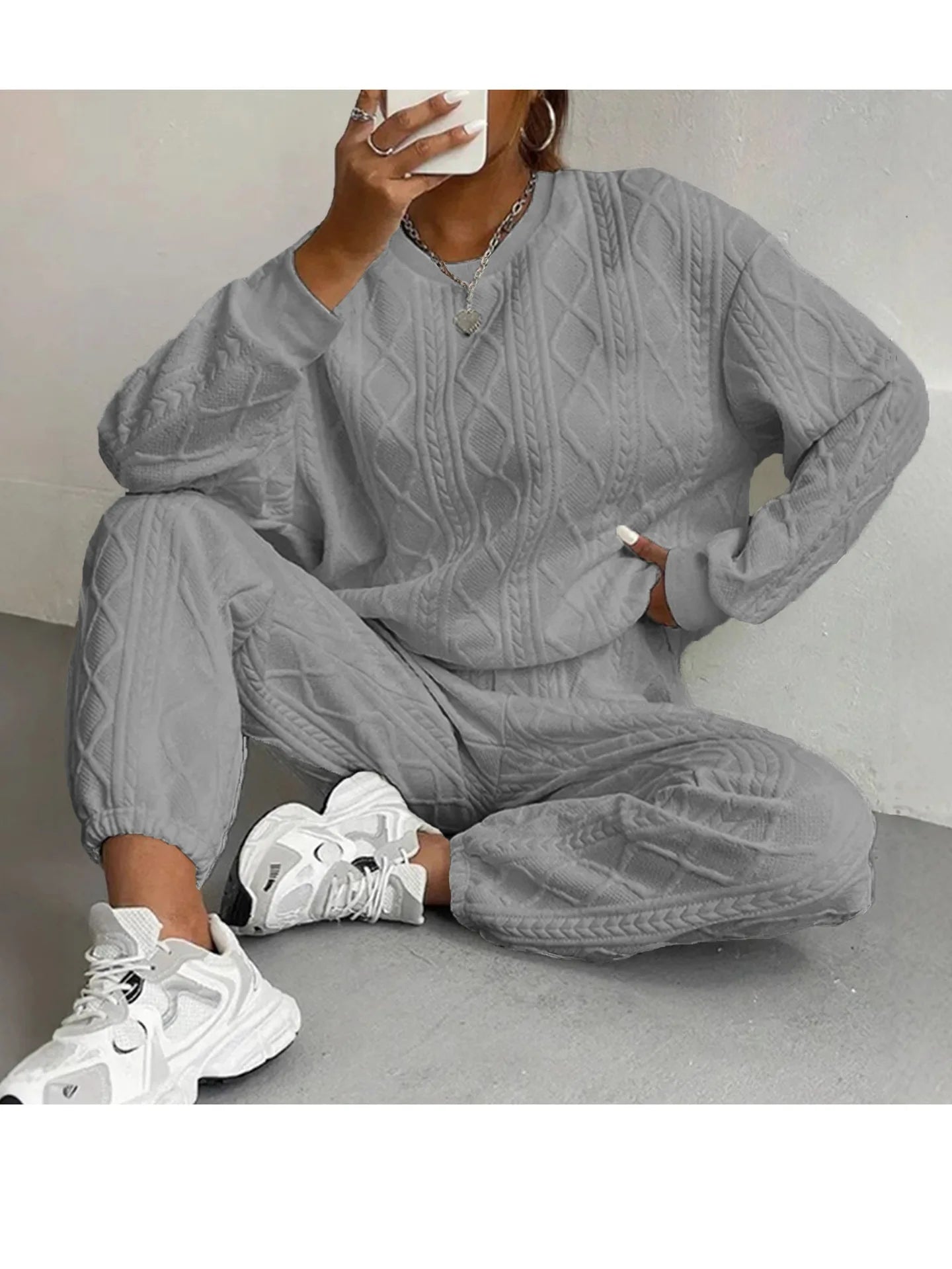 Long - Sleeve Knit Outfit – Comfortable Casual Style - LunaKit.LTD