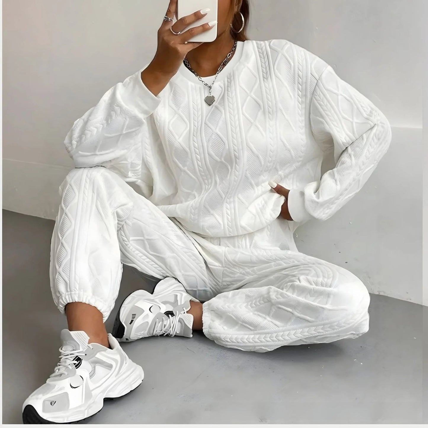 Long - Sleeve Knit Outfit – Comfortable Casual Style - LunaKit.LTD