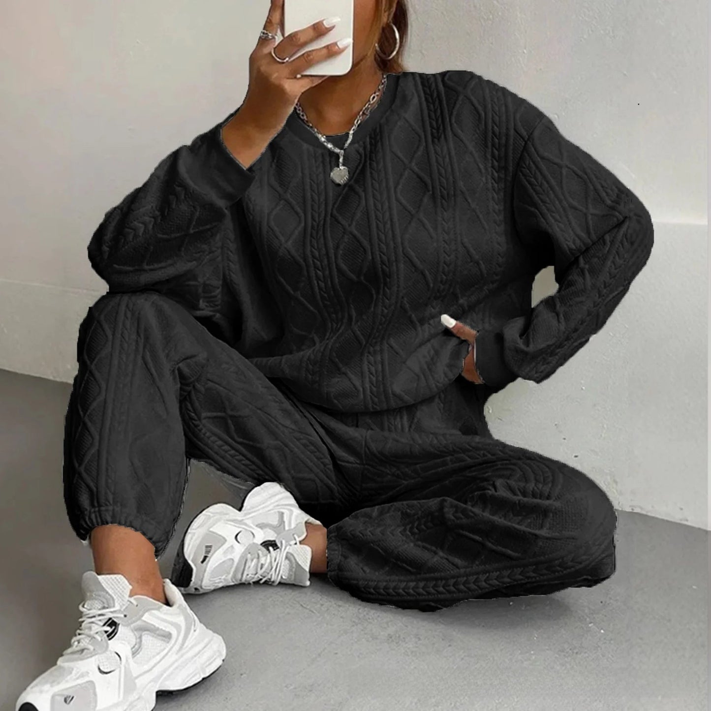 Long - Sleeve Knit Outfit – Comfortable Casual Style - LunaKit.LTD