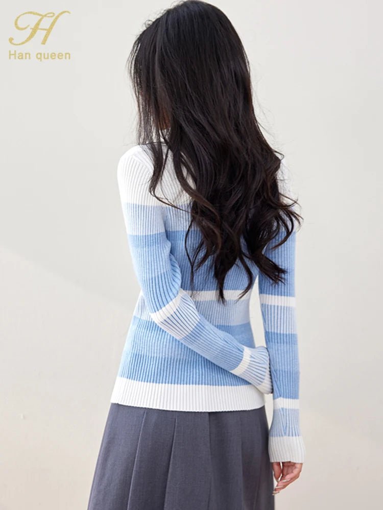 Long - Sleeve Knit Top – Casual Retro Style - LunaKit.LTD