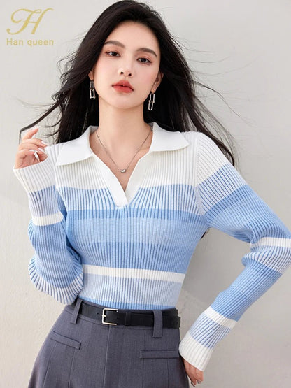 Long - Sleeve Knit Top – Casual Retro Style - LunaKit.LTD