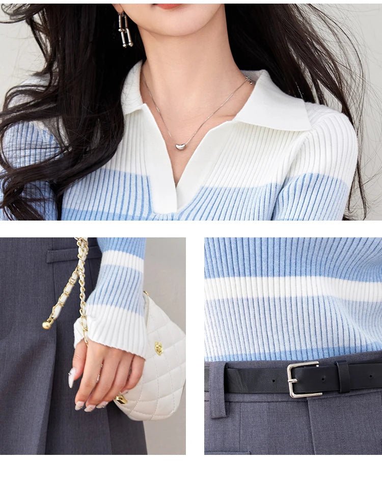 Long - Sleeve Knit Top – Casual Retro Style - LunaKit.LTD