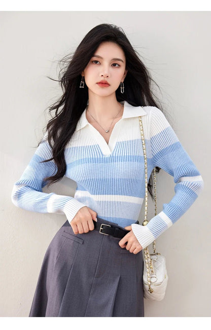 Long - Sleeve Knit Top – Casual Retro Style - LunaKit.LTD