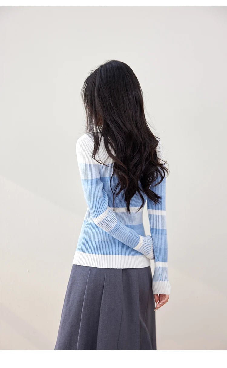 Long - Sleeve Knit Top – Casual Retro Style - LunaKit.LTD