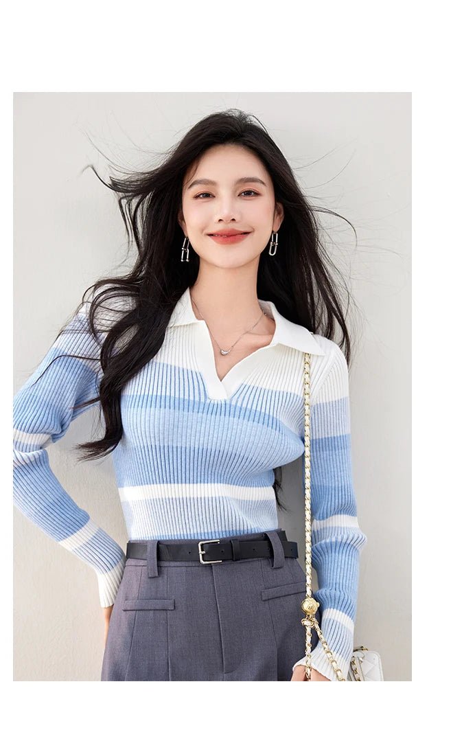 Long - Sleeve Knit Top – Casual Retro Style - LunaKit.LTD