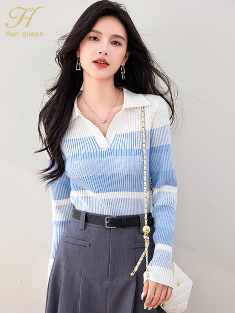 Long - Sleeve Knit Top – Casual Retro Style - LunaKit.LTD